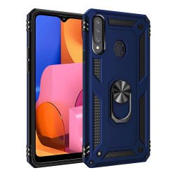 Samsung Galaxy A20S Tech Armor Ring Grip Case with Metal Plate (Navy Blue)